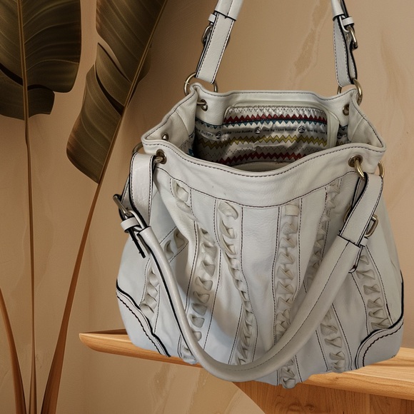 Big Buddha large White Leather tote NWOT - Picture 2 of 6